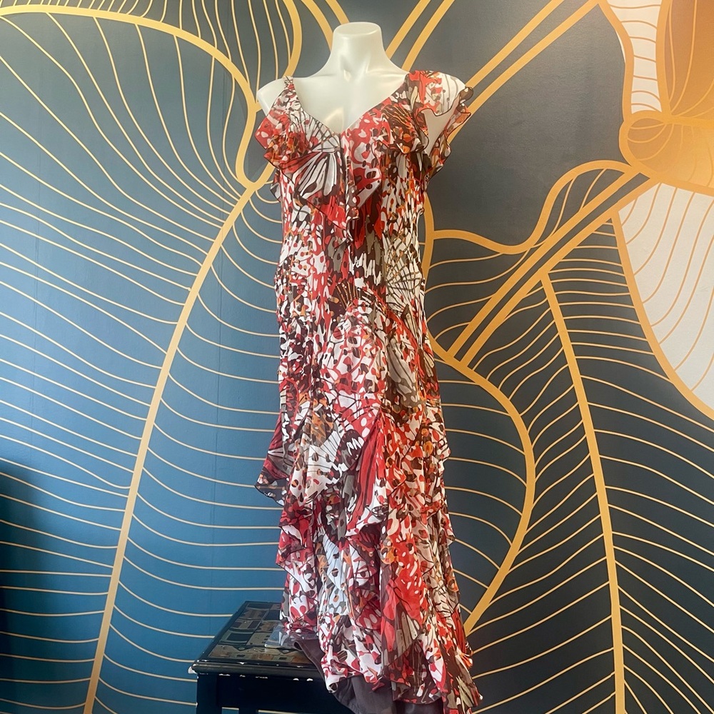 Tiered Red Floral V-Neck Laura Maxi Dress
